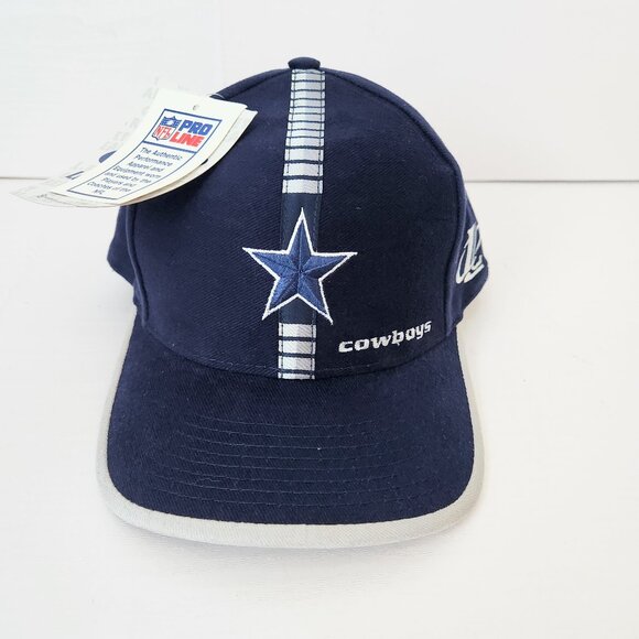 NWT VTG Dallas Cowboys Hat Cap Strap Back Blue NFL Logo Athletic Pro Line Stripe - Picture 1 of 8